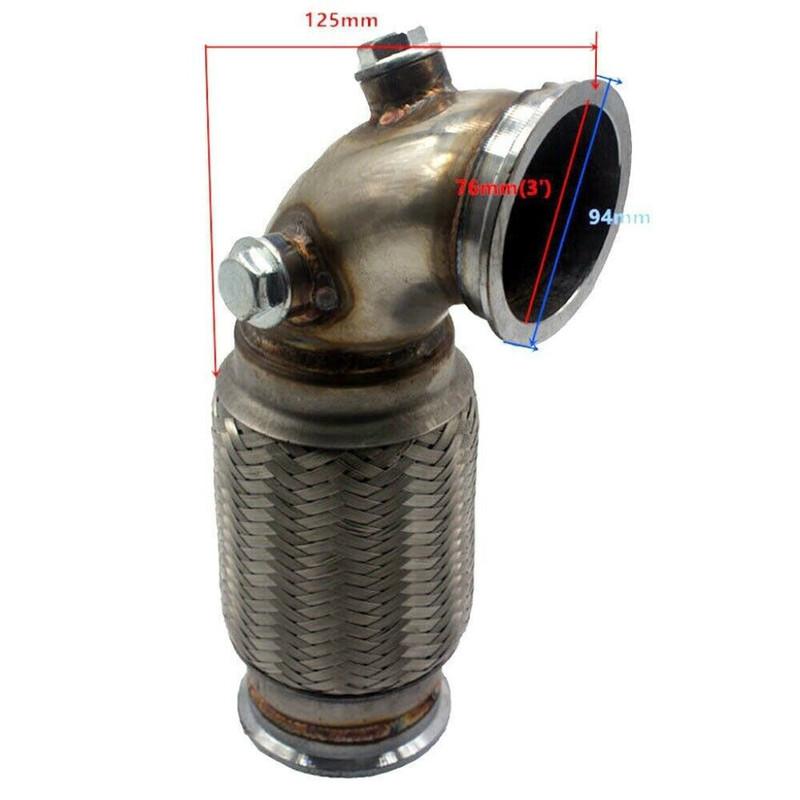Stainless Steel 3"inch 76mm V-Band Downpipe Low Profile 90 Degree with Flex Bellow Pipe Auto Parts