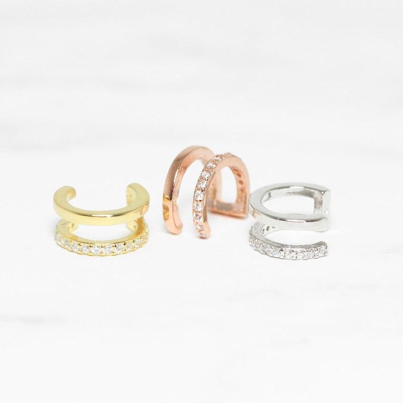 Изысканные серьги-клипсы без пирсинга с двойной петлей CZ для женщин, серьги-поддельные серьги для пирсинга хряща, 1 шт.