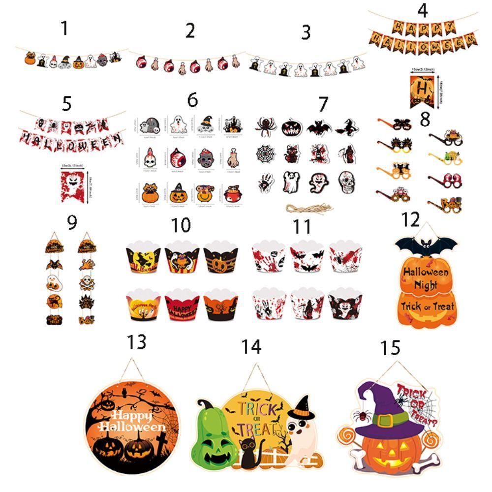 Ghost Haunted House Pull Flags Pumpkin Ghost Garden Banner Funny Halloween Flags  Party Supplies