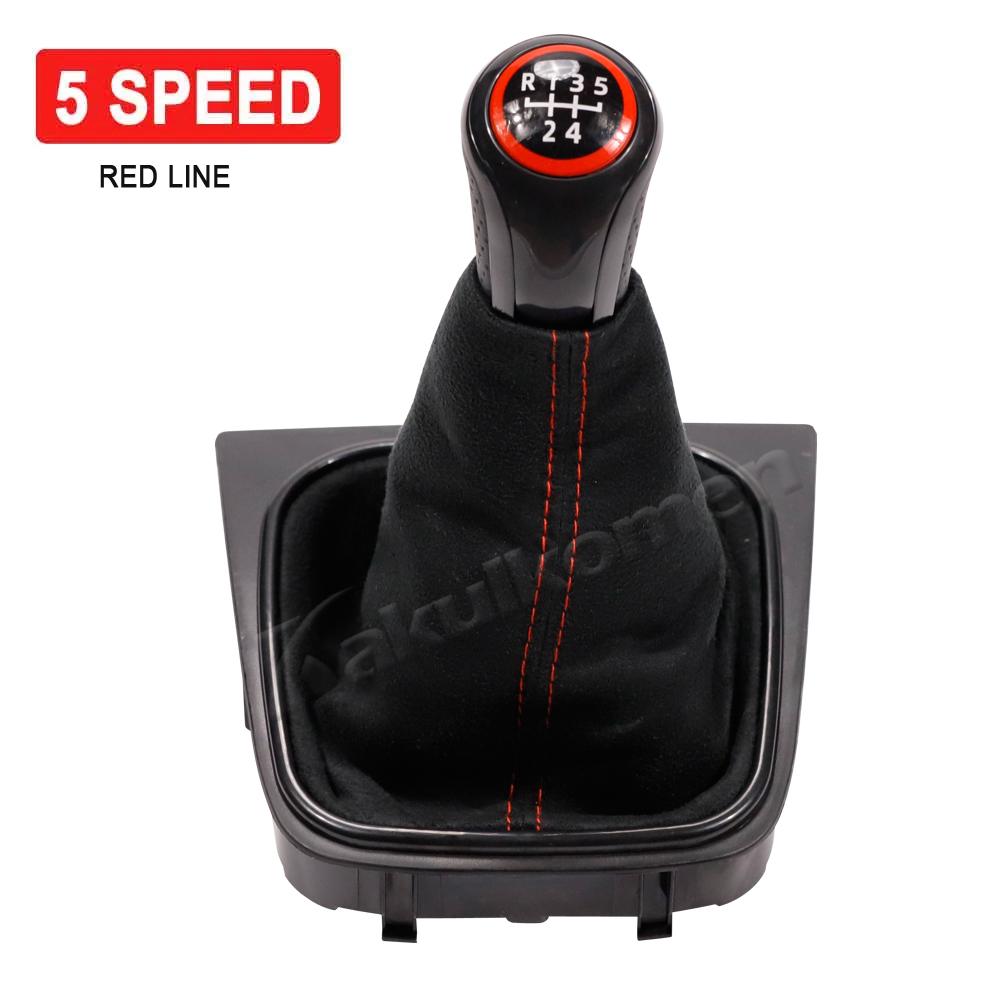 For Volkswagen VW Golf 5 Golf 6 MK5 MK6 R32 GTI 2004-2009 Car Manual 5 6 Speed Gear Shift Knob Suede Leather With Gaiter Boot