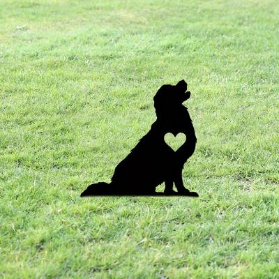 Липкий садовый колышек Golden Dog - металлический знак для двора Iron Art Silhouette | Креативное украшение двора и сада для питомца