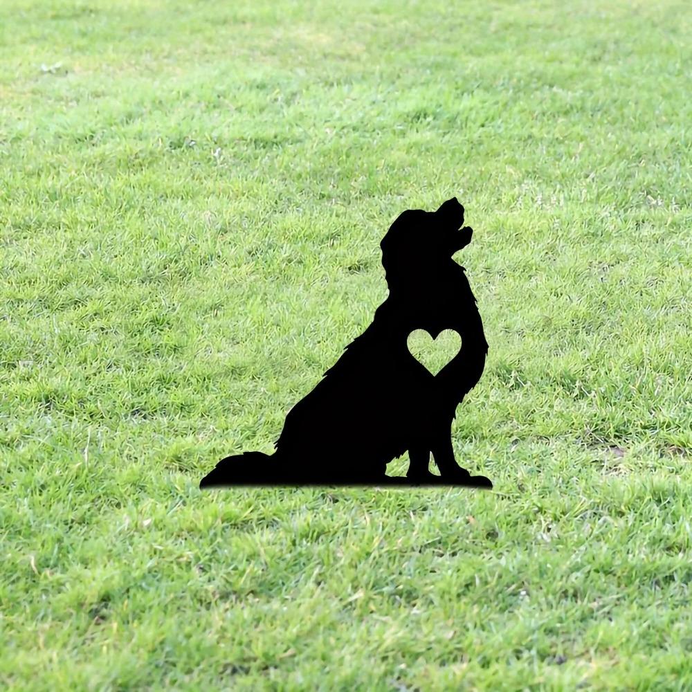 Липкий садовый колышек Golden Dog - металлический знак для двора Iron Art Silhouette | Креативное украшение двора и сада для питомца