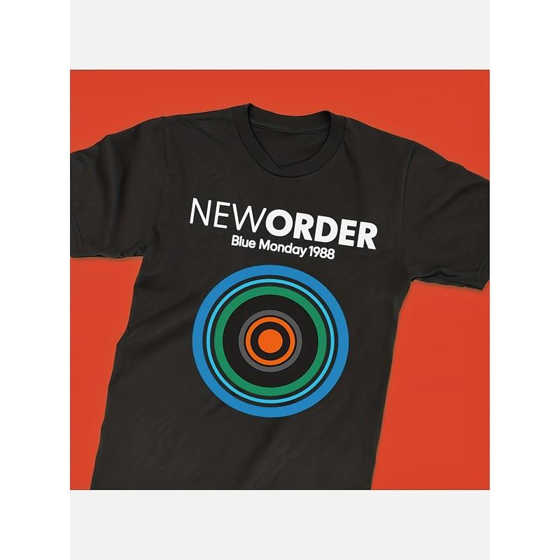 Men's Vintage New Order Blue Monday 1988 Album Cover T-Shirt - Iconic Logo & Tracklist Print (1988 Release) - Retro Music Tee for Concerts, Casual