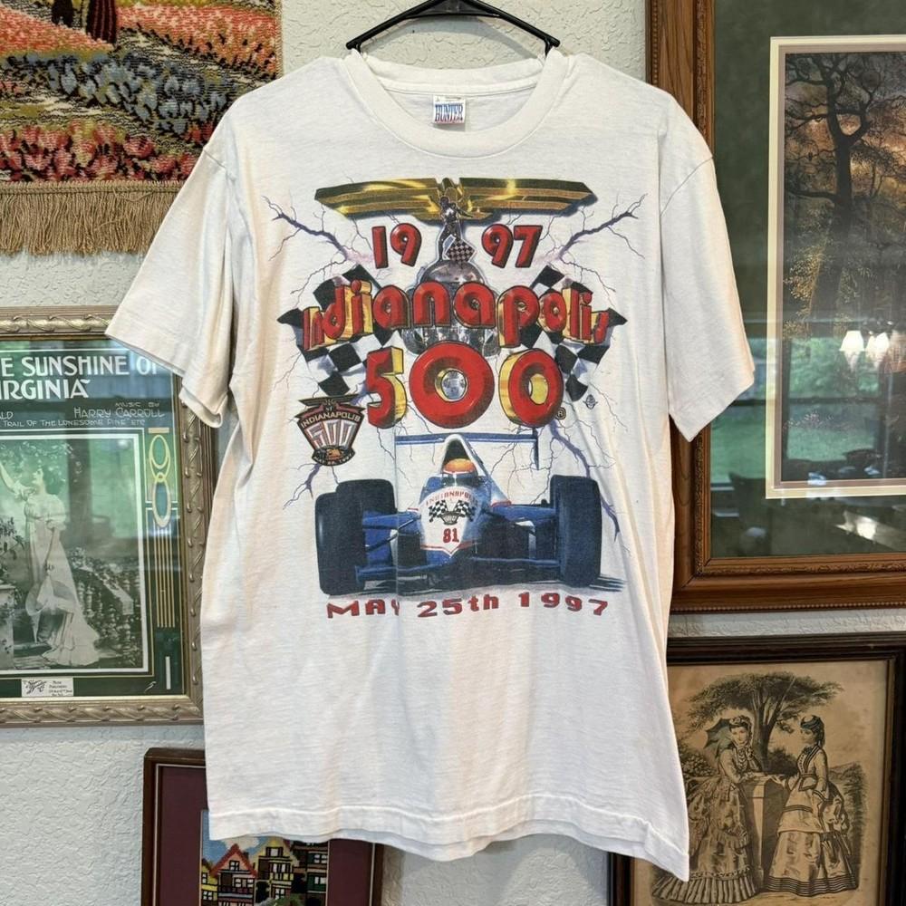 Reprint 1997 RARE Indianapolis 500 Lightning AOP F1 Racing T shirt NH24062 Unisex T-Shirt