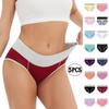 5PC Women's Large Color Cotton High Waist Pants With Raised Hips Underwear