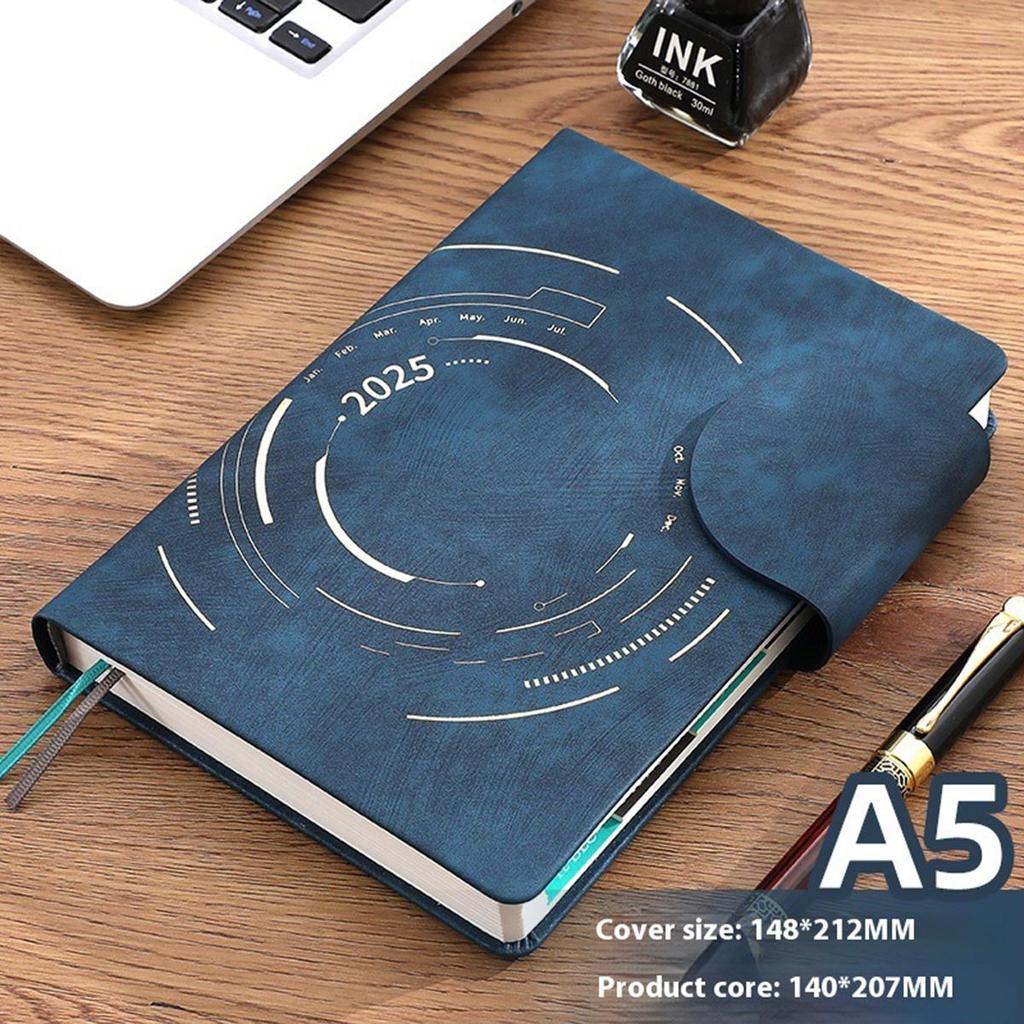 A5 Student Daily Planner, 2025 Diary, Buckle 365-day Planner, Thickened Business Meeting Record Book, Memo, 202 Sheets 404 Pages