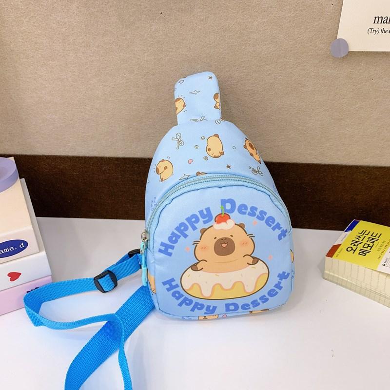 Школьный рюкзак нагрудная сумка мультяшный для мальчиков и девочек сумка для мелочи капибара повседневная на плечо сумка-мессенджер спина