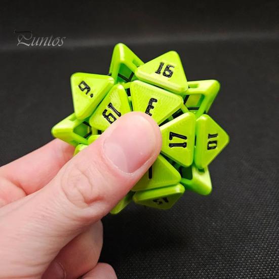 Squishable D20 Fidget Dice Portable Travel 3D Printed Dice Sensory Toy Multi-sides Gaming Dice Prop Adults Family Night Party Board Game Prop