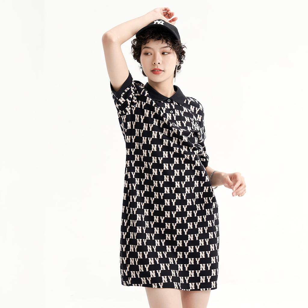 Новое женское платье с коротким рукавом MLB Черное 3FOPM0233-50BKS