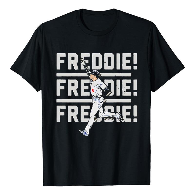 Freddie Freeman American Baseball Player Print Loose Round Neck Pure Cotton Short Sleeved T-Shirts Unisex