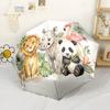 Golden Lion Amidst Celestial Flames A Symbol Of Strength And Majesty Portable Automatic Umbrella Compact 8 Rib Lightweight Sturdy Construction All