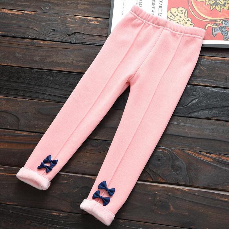 Girls Autumn Winter Plus Kids Velvet Legging Girls Bow Decoration Trousers