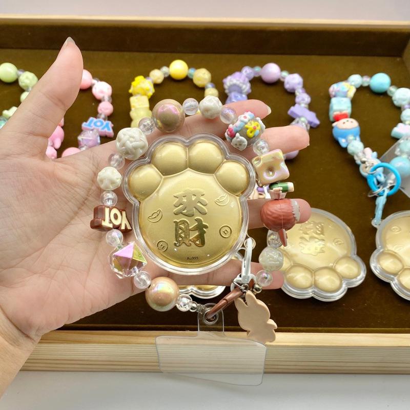 999 Pure Gold Lucky Cat Paw Phone Charm: Double-Sided Wealth-Attracting Omamori Cat Gift