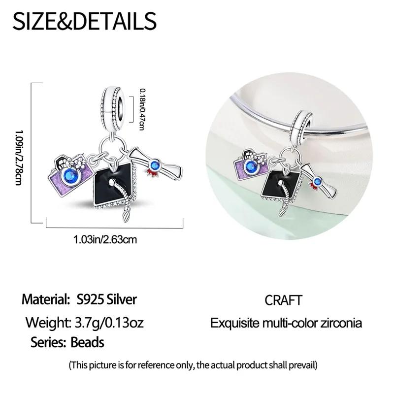 Медные Шармы Академическая Шапочка Выпускника Подвеска из Бусин Подходит для Оригинального Браслета DIY Бусина Подарок на Церемонию Выпускного