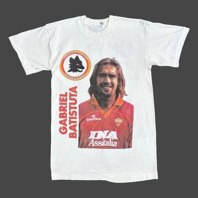 Футболка унисекс с изображением Габриэля Батистуты, AS Roma, 1990 год, винтажная, футбольная, редкая.