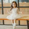 Summer Dress 2023 Shiny Star Pattern Girls Yarn Cotton Lined Princess Dress Christmas O-Neck Kids Long Sleeve Dresses