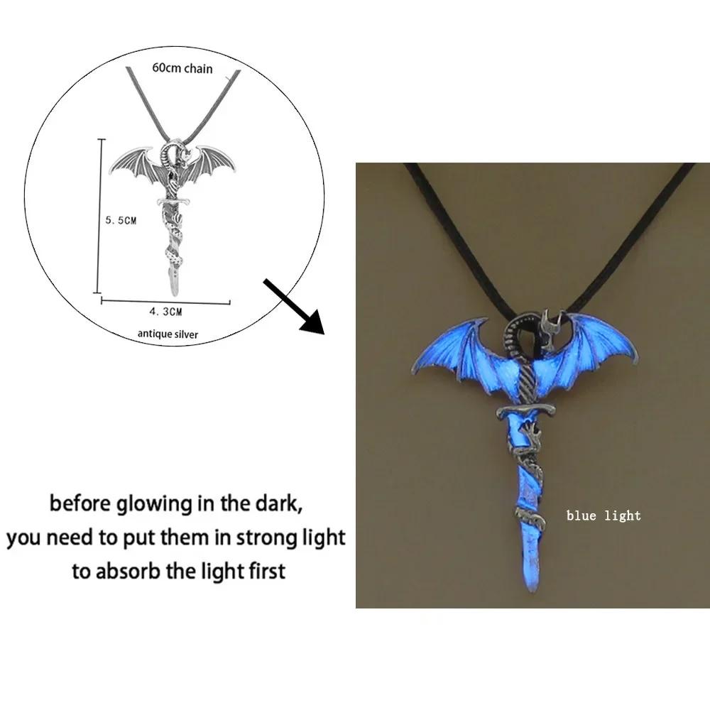 Светящееся ожерелье с драконом, светящаяся ночная флуоресценция, антикварное винтажное светящееся в темноте для мужчин и женщин, подарок для вечеринки, Дня Хэллоуина, клуба