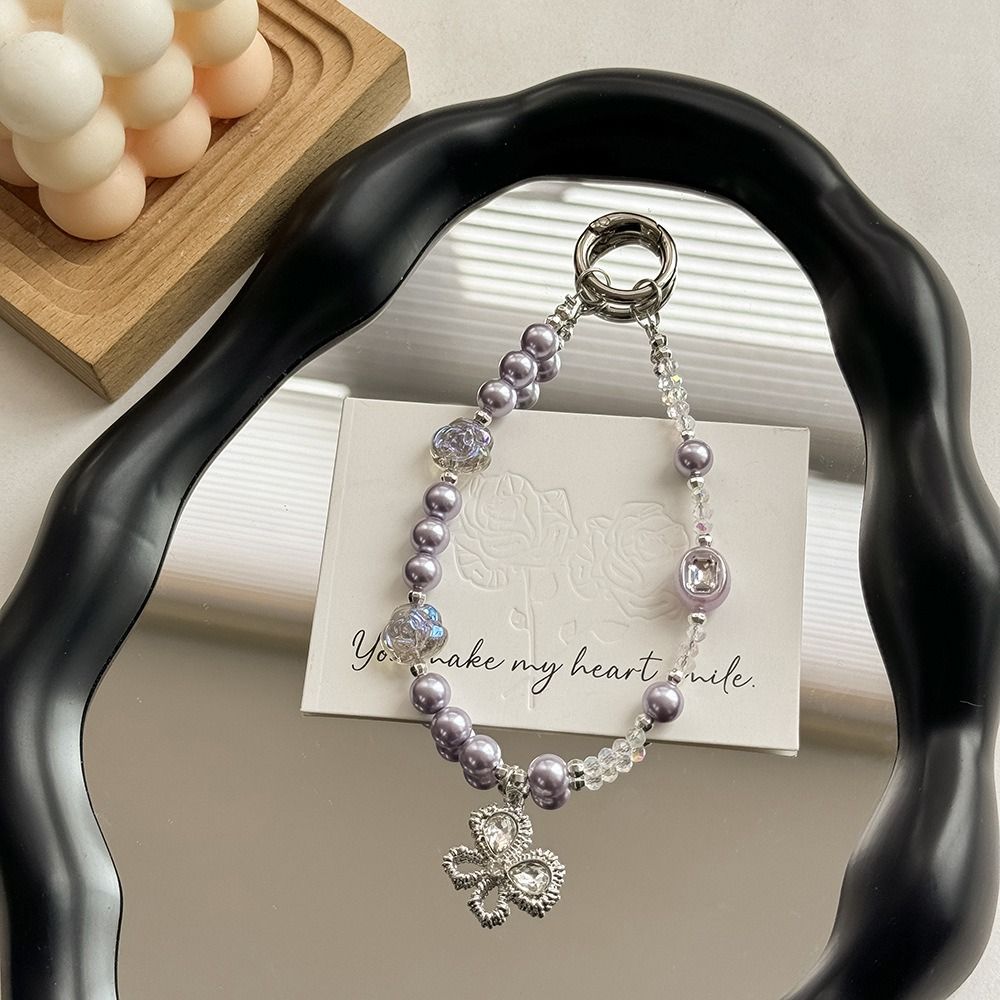 Phone Charm Love Bowknot Phone Pendant Beaded Mobile Phone Lanyard Car Key Chains