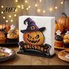 Festive Dining Table Ornament Halloween Wooden Napkin Holder, Ghost Pumpkin Decorative Tabletop Tissue Dispenser, Rustic Kitchen Counter Storage Paper