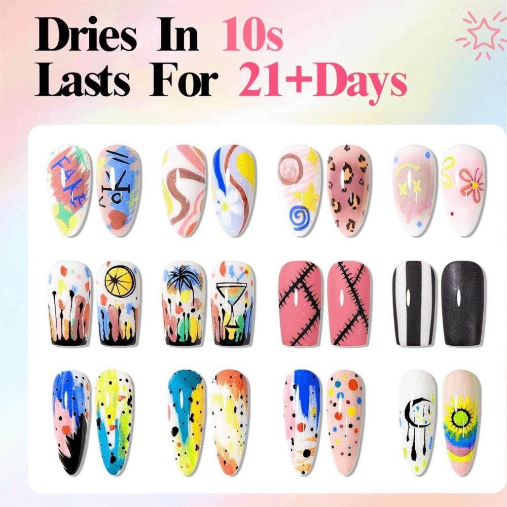 12Pcs/Set New Colorful Nail Art Graffiti Pen DIY Waterproof Drawing Pen Abstract Lines 3D Painting Liner Manicure Tool