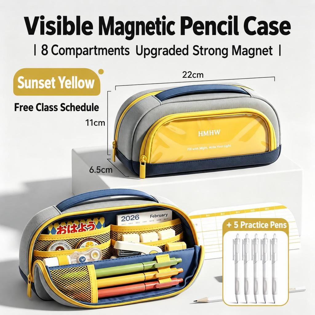 Magnetic large-capacity pencil case boys stationery box pencil case 2026 new style