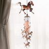 Metal Wind Chimes Handmade Running Horse Wind Chime Retro Wind Chime with Bells for Home Indoor Garden Patio Yard Decor