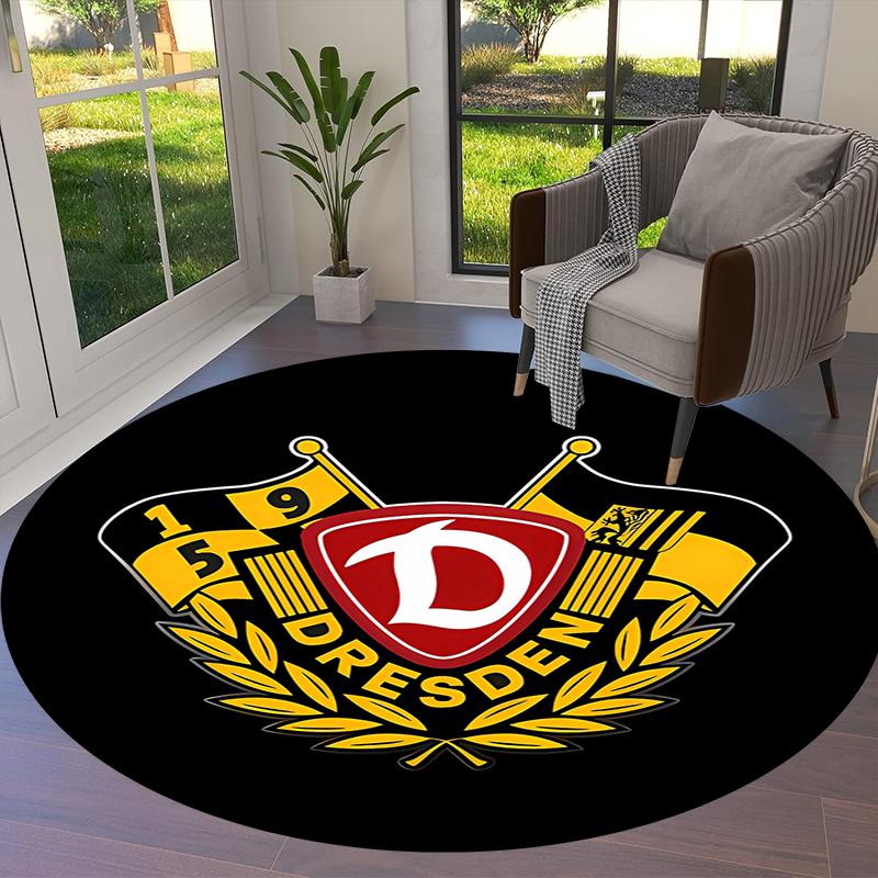 Круглый ковер SG Dynamo Dresden, Ковер для гостиной, спальни, дивана, игровой комнаты, Нескользящий коврик для пола