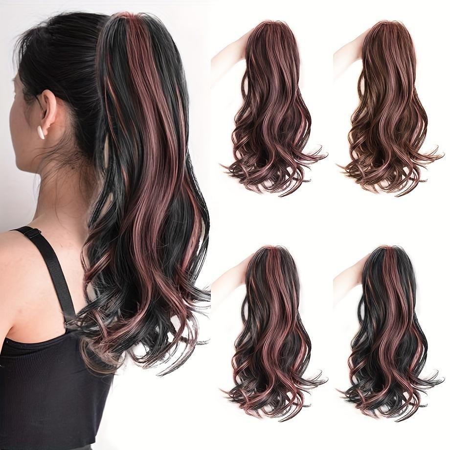 Элегантные яркие цветные синтетические волокна, хвостик, зажим для наращивания волос для женщин, 14 дюймов, волнистый хвостик-фонтан