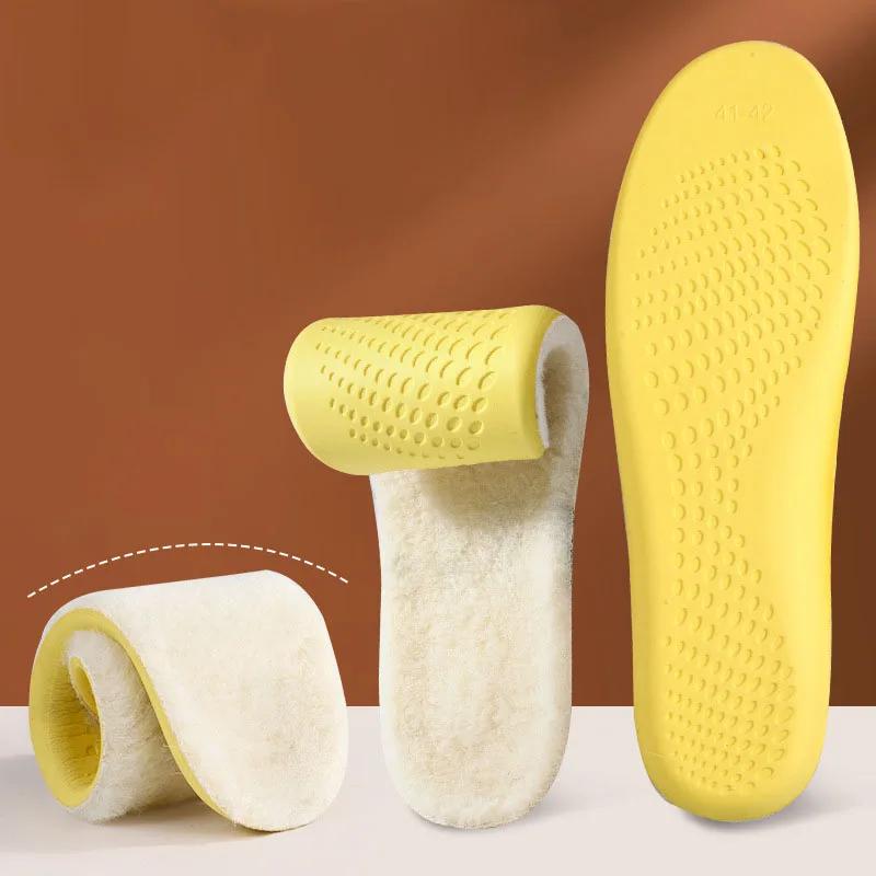 Мода 1 пара Кашемировые Самонагревающиеся Термо Спортивные Стельки Мужские/Женские Зимние Сохраняющие Тепло Плюшевая Поддержка Свода Мягкие Для Ног Против Запаха Подушечки для Обуви