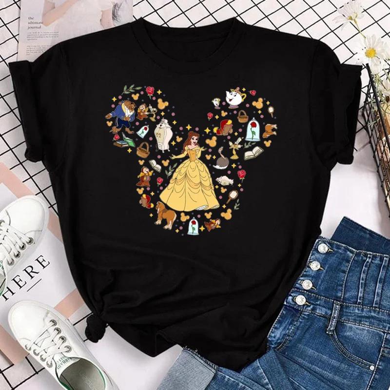 Mulan Princess Print T-shirt Mickey Casual Fashion Short Sleeve T Shirt Streetwear Tshirt Y2k Clothes Tops Unisex