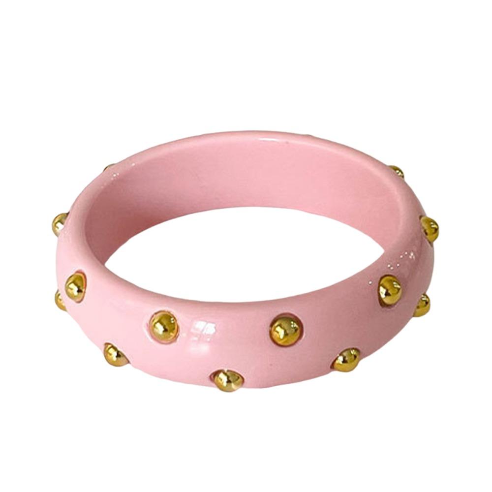 Punk Style Resin Bangle Vintage Chunky Bracelet Metal Point Wide Bangle Women Accessories