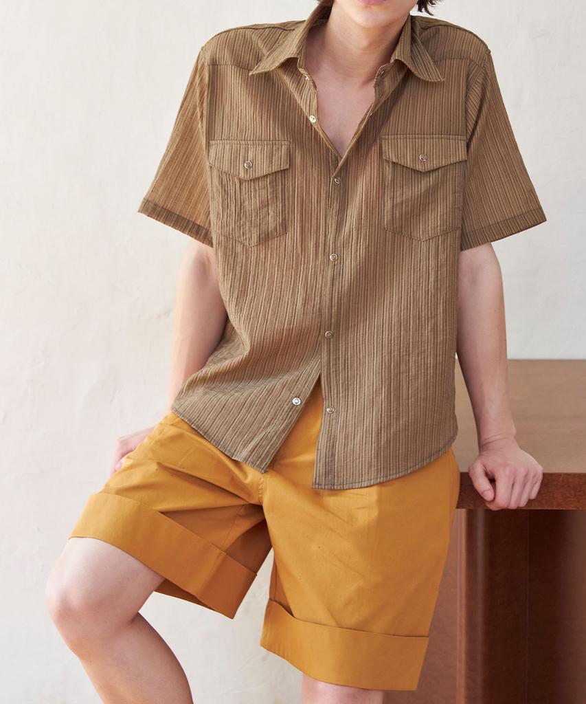 SENTAIR Turn-Up Wide Bermuda Pants_Camel