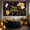 Черный Золотой С Днем Рождения Фон 180*110 см День Рождения Баннер Украшения Дома Фото Фон Подвесная Ткань Новинка