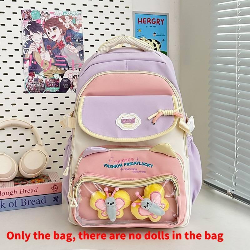 Capacity Large Color Blocked Backpack With Letter Embroidery Design Daily For