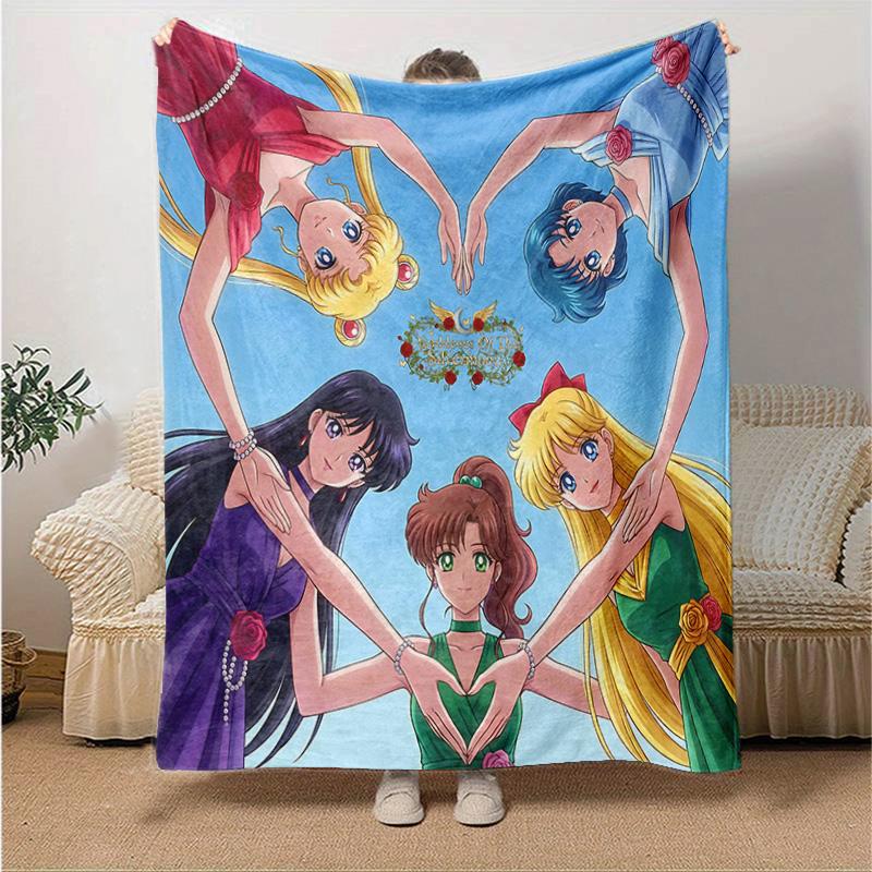 1pc Princesses Friendship Flannel Blanket Soft Warm Throw Blanket for Bedroom Living Room Bed Travel Camping Picnic Gift. M072201182
