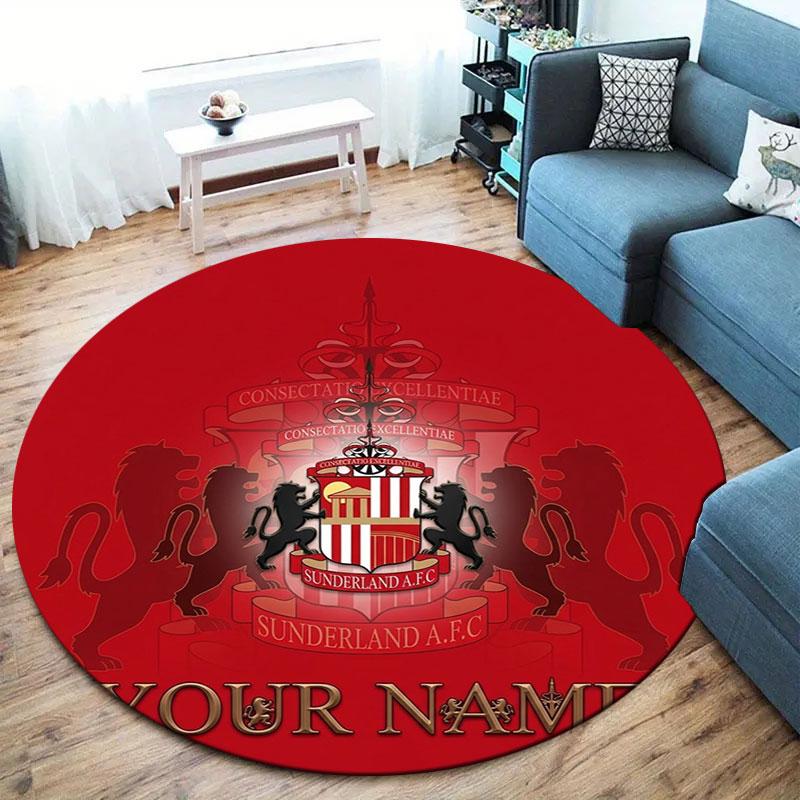 Sunderland A.F Custom Name Round Area Rug,Carpet Rug for Living Room Bedroom Sofa Playroom Decor,Non-slip Floor Mat