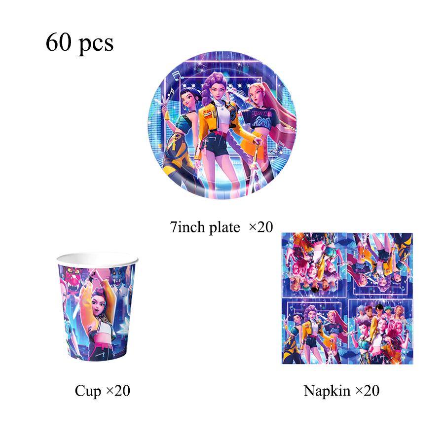 Demon Hunting Team Disposable Tableware Tablecloth Gift Bag Birthday Party Decoration Supply Classroom Reward Prize Fun Toy Gift