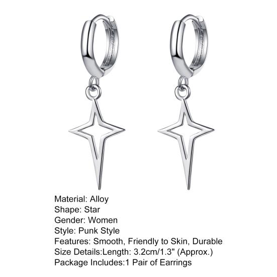 1 Pair Women Earrings Solid Color Star Shape Hip-hop Sturdy Lady Drop