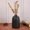Metal Modern Flower Vase For Living Room 12"X7" Hammered Black Vase For Dried/Artificial Flowers,Vintage Decor For Living Room