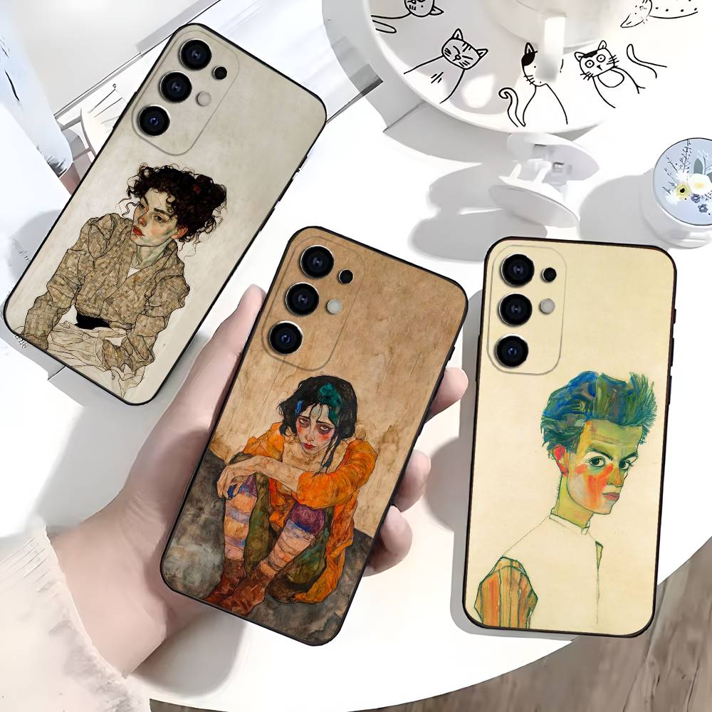 E-Egon S-Schiele Phone Case Silicone Soft For Samsung S25,S24,S21,S22,S23,S30,Ultra,S20,Plus,Fe,Lite