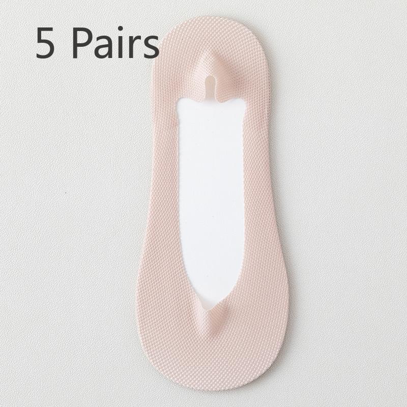 5 пар женских хлопковых летних тонких сетчатых дышащих впитывающих пот нескользящих носков с невидимыми носками