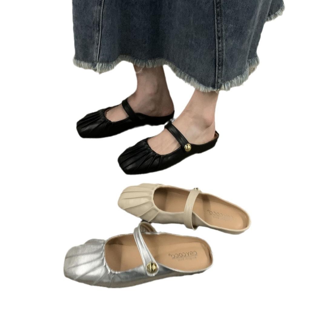 Мюллер 2 Баотоу Мэри Чжэннэн Женская одежда Серебристый 024 Плоские сандалии Женские Летняя юбка Новые сандалии Половина