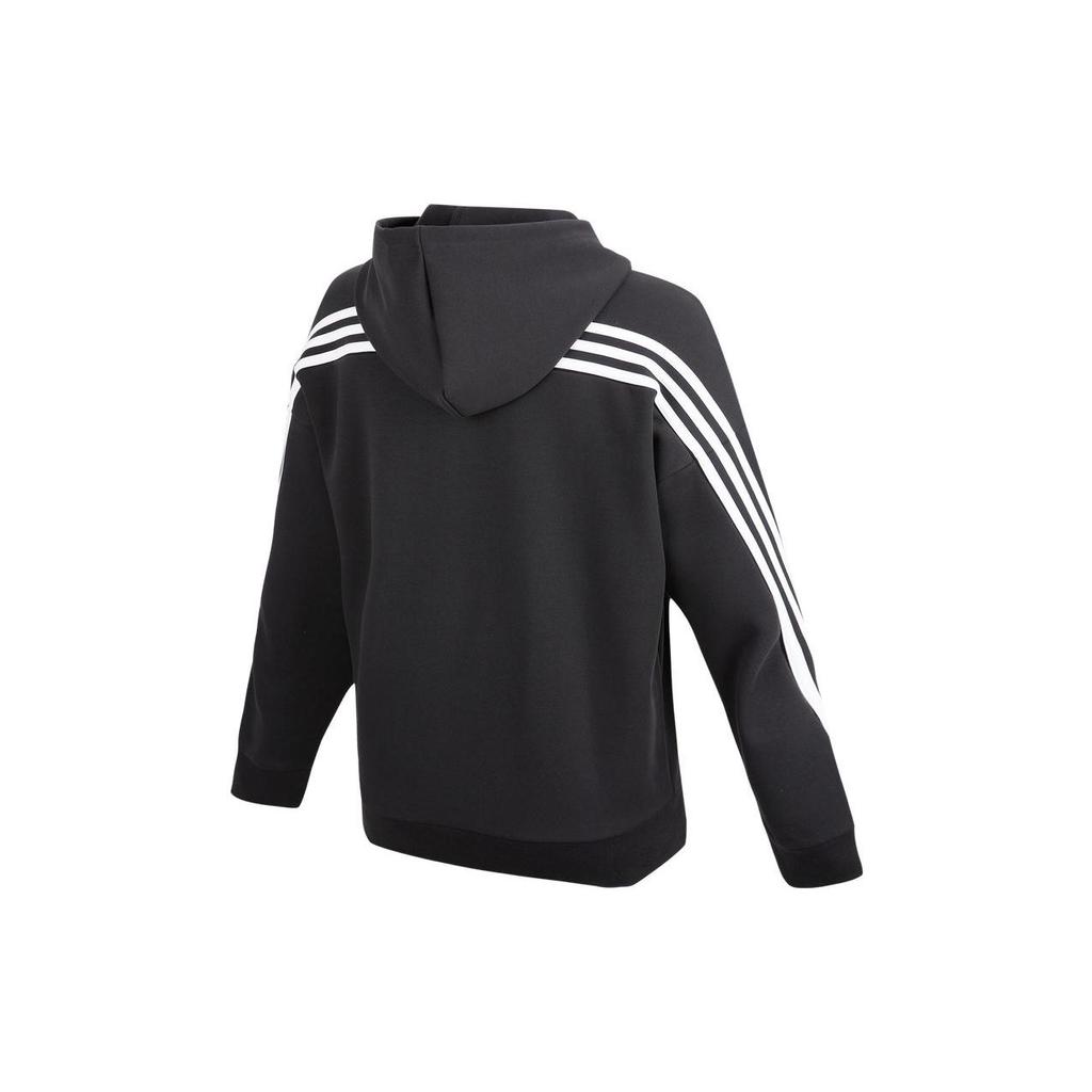 adidas Повседневный пуловер с капюшоном в полоску и манжетами, женские топы, черный H67044