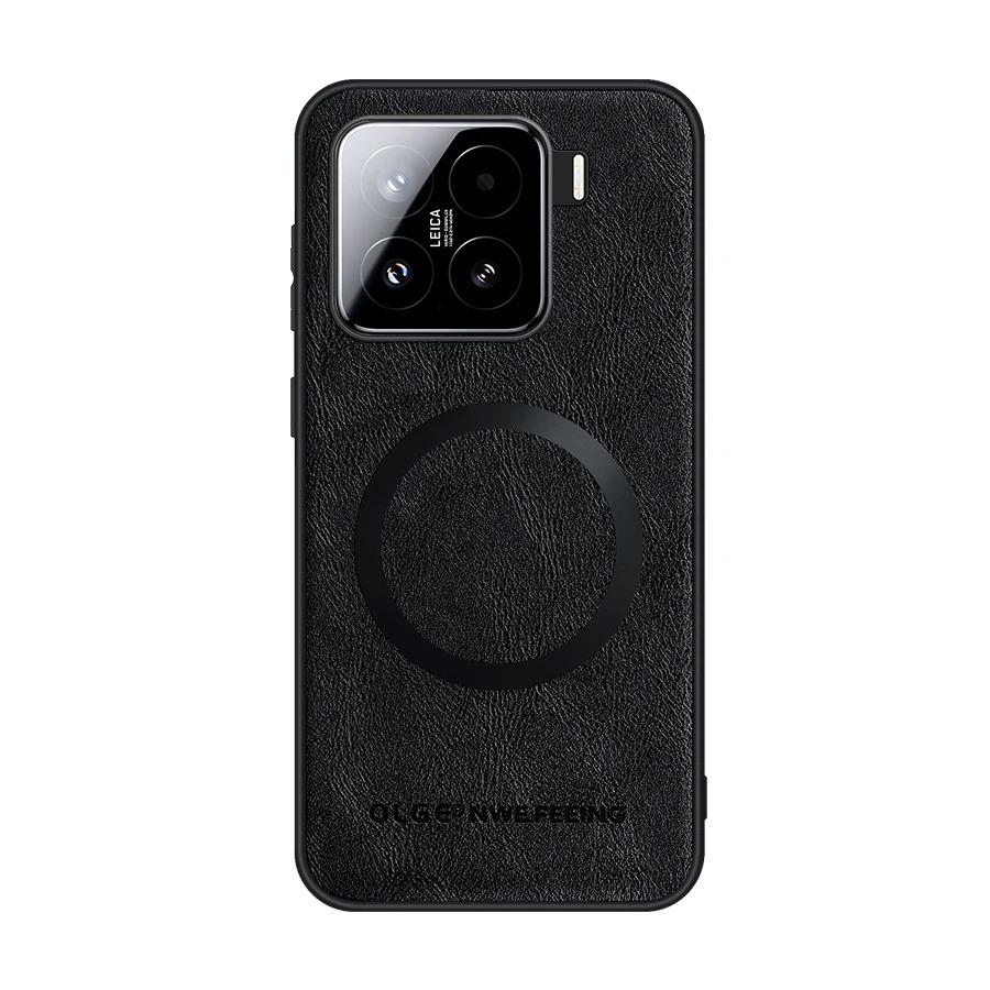 Магнитный чехол Magsafe для Xiaomi Mi 15 14T 14 13 Ultra 12 Lite 13T Pro Poco X6 F6 X5 F5 M6 Pro C65 Кожаный силиконовый чехол