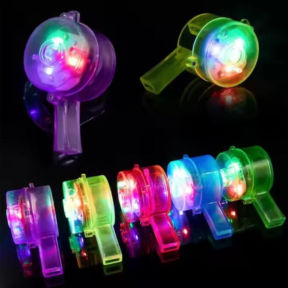 5 PCS with Lanyard LED Light Whistle Plastic Flashing Whistle Creative Party Whistle
