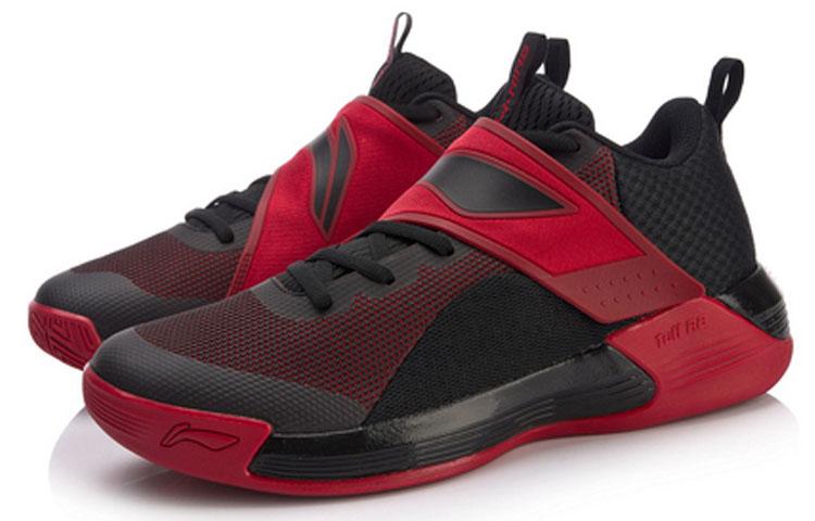 Li Ning Yushuai Нескользящие Легкие Средние Баскетбольные Кроссовки Мужские Черно-Красные ABPN015-5