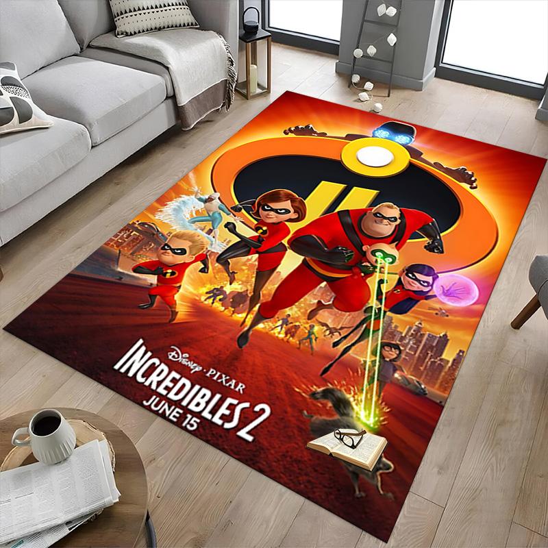 Incredibles 2 Family Heroic Adventure Carpet For Playroom Bedroom Living Room Sofa Home Decorkids Game Area Rug Nonslip Floor Mat