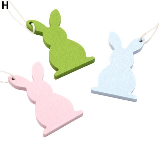6 шт пасхальных украшений в форме кролика, деревянные подвесные украшения в форме яйца, вырезанный кролик
