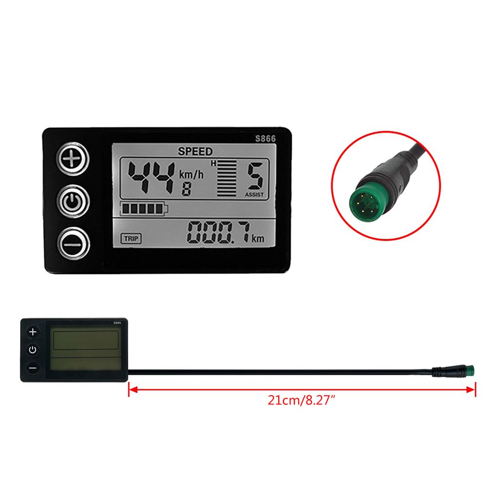 S866 Electric Bike LCD Display Panel E-bike 36V48V LCD Display 22.2mm IP65 SM Plug Electric Bike Controller Parts