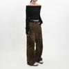 American Vintage Leopard Print Jeans Slim Straight Loose Wide Leg Casual Trousers